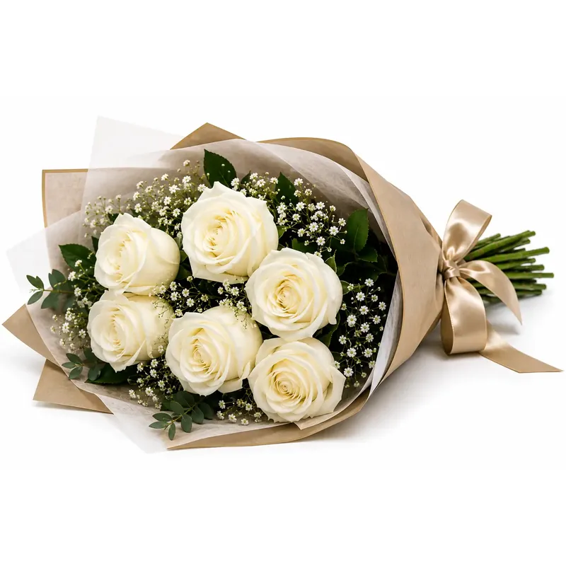 Buquê de Rosas Brancas (6 unidades)